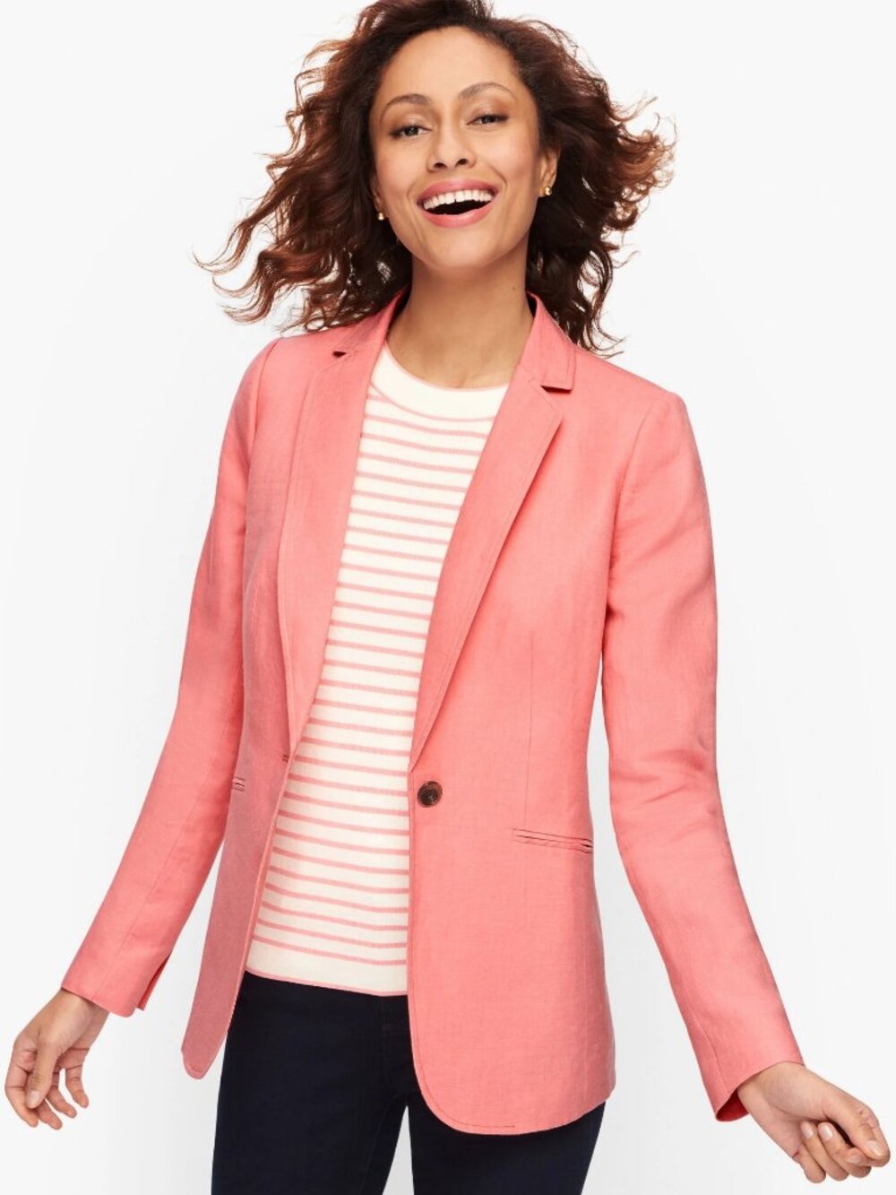 Talbots Pink Linen Blazer Size 18